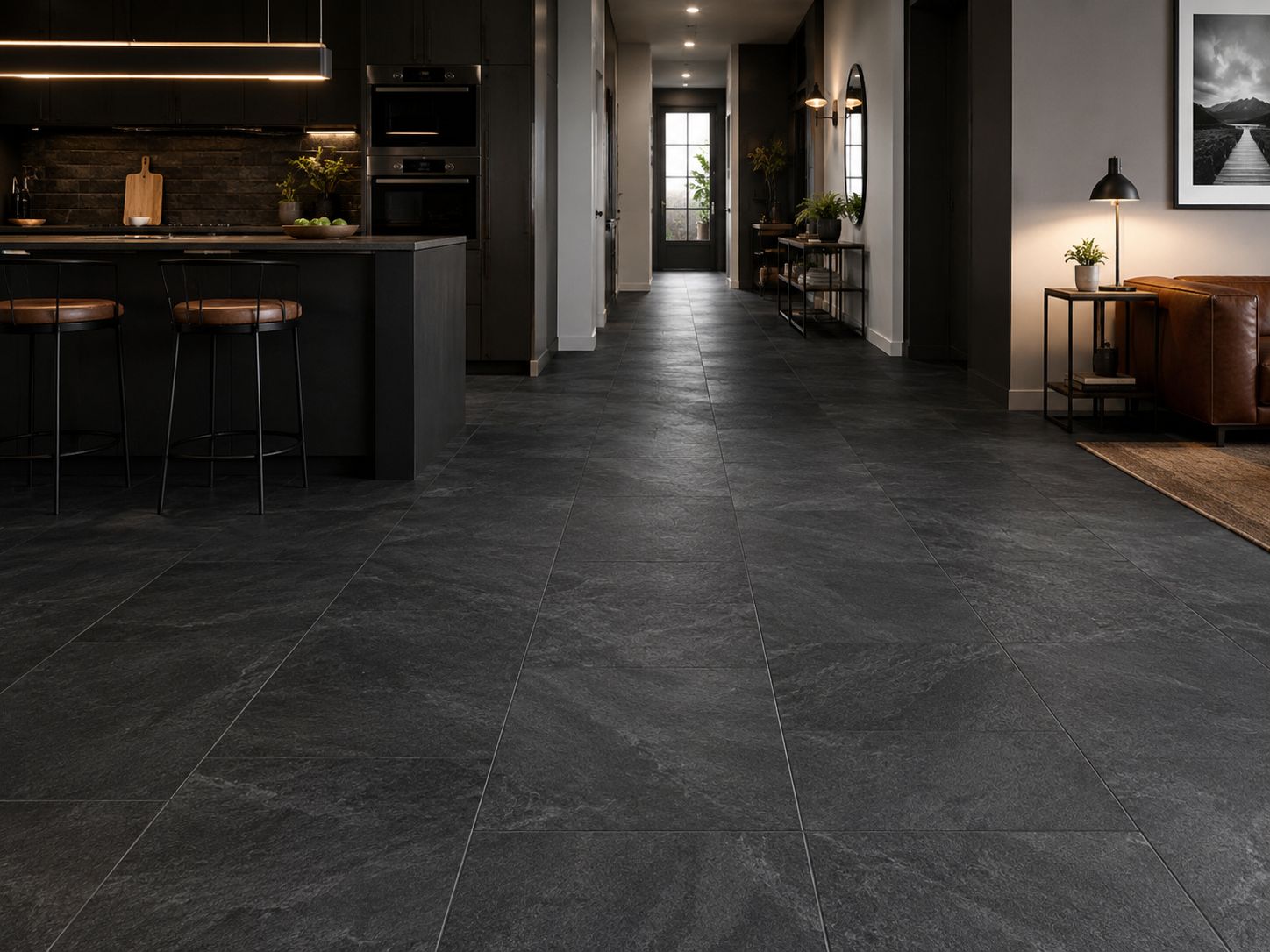 Organic Classic Night Slate Tile 8mm Laminate Flooring Organic Classic Night Slate Tile 8mm Laminate Flooring