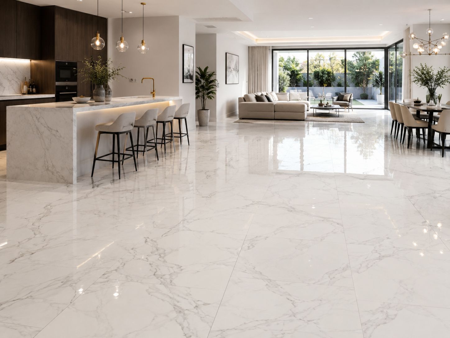 Organic Classic Marble Gloss 8mm Tile Effect Laminate Flooring