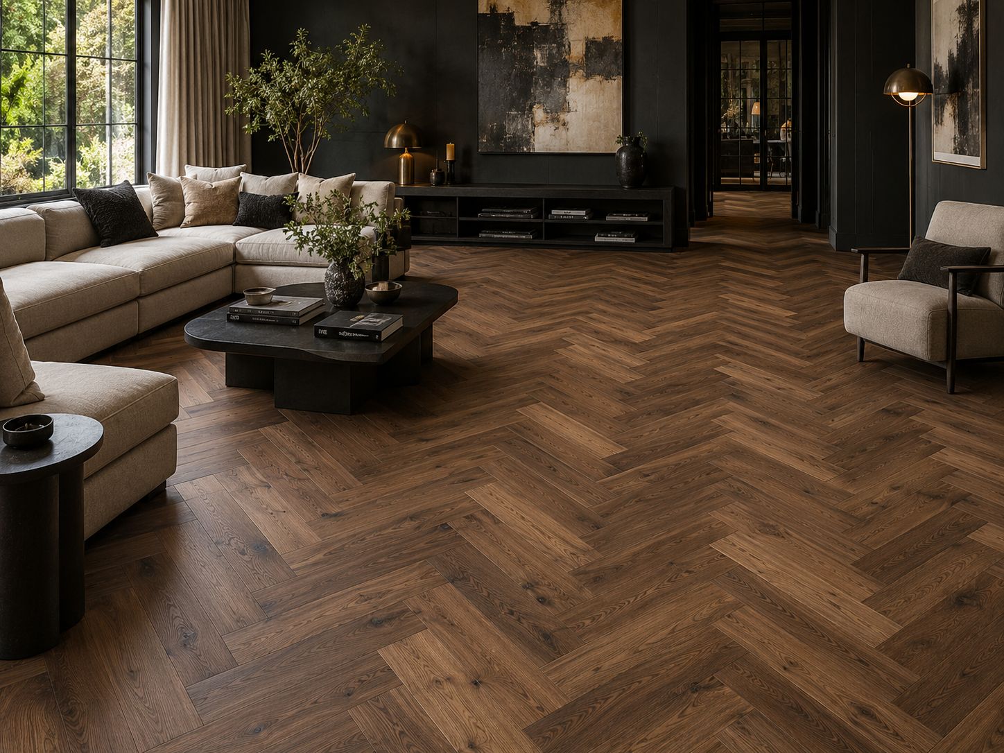 LignumFusion Oak Robust Fumed Herringbone 12mm Laminate Flooring LignumFusion Oak Robust Fumed Herringbone 12mm Laminate Flooring