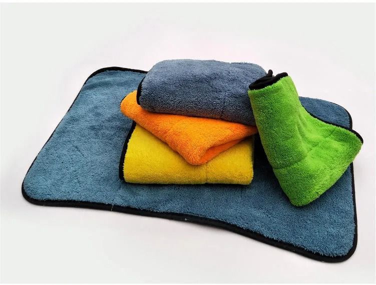 خرقه مايكرو فيبر-60*40وجهين-لمسات-ازرق+برتقالي