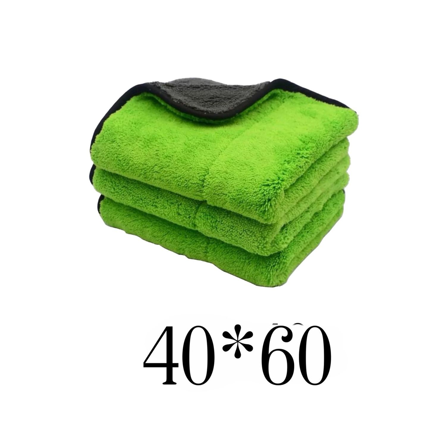 خرقه مايكرو فيبر-60*40وجهين-لمسات-اخضر+رصاصي