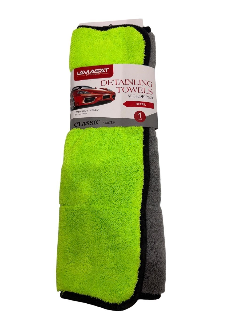 خرقه مايكرو فيبر-60*40وجهين-لمسات-اخضر+رصاصي