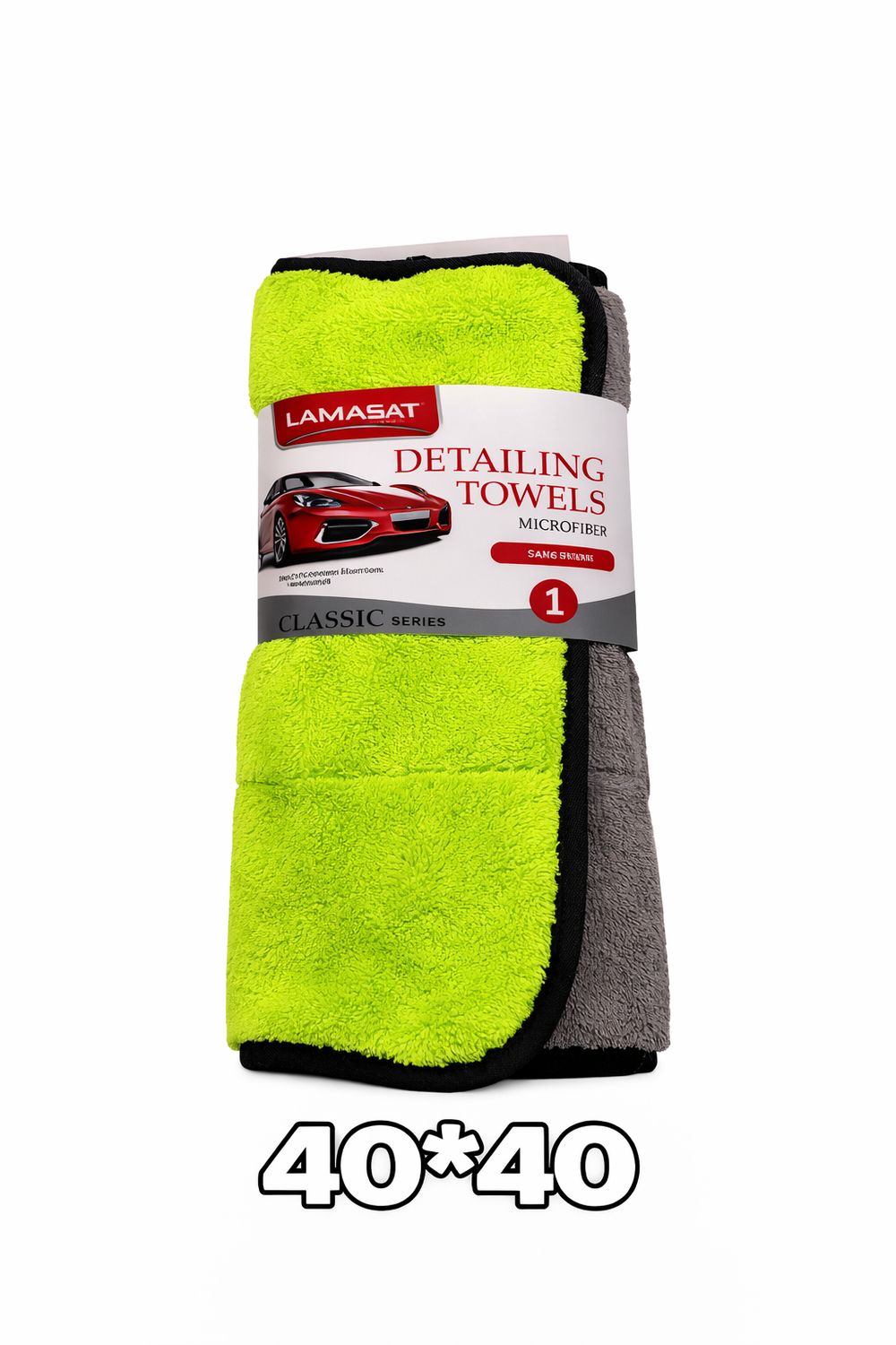 خرقه مايكرو فيبر-40*40وجهين-لمسات-اخضر+رصاصي