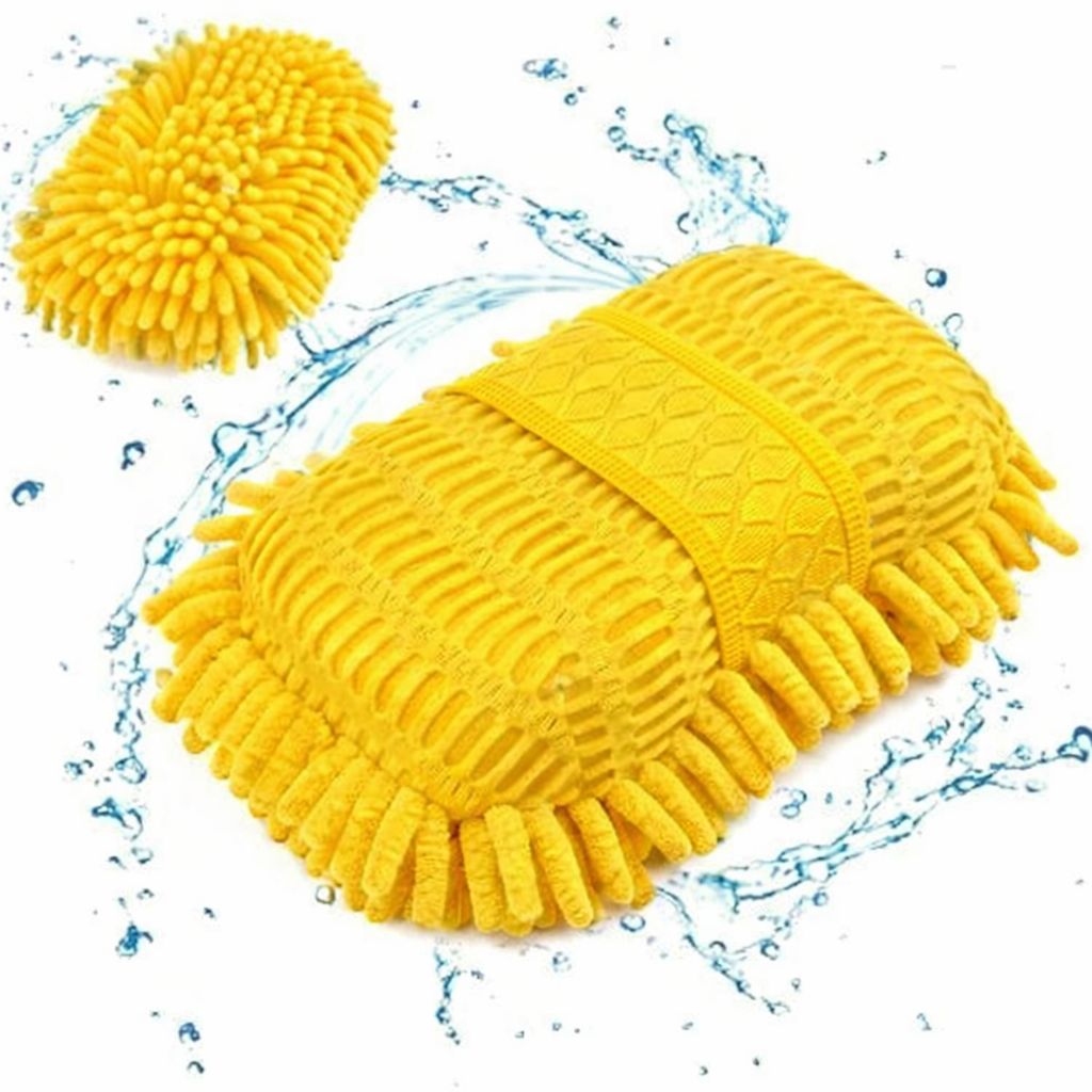 اسفنجة يدوية ناعمة لغسل وتنظيف السيارة اصفر