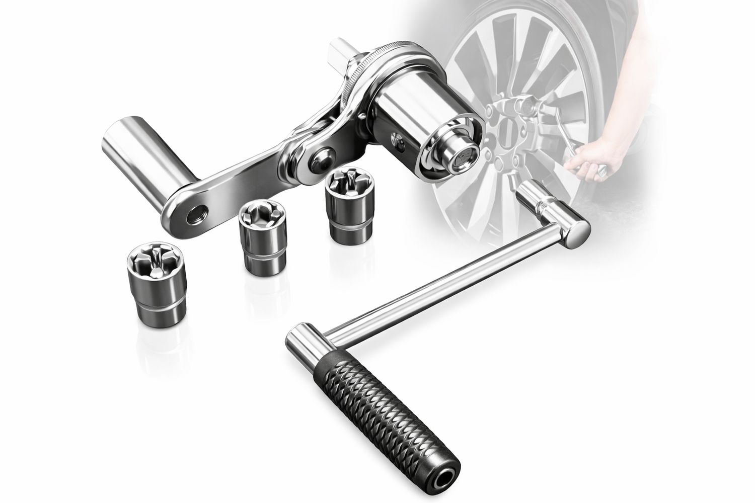 مفتاح فك صواميل العجلات متعدد الرؤوس