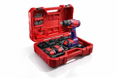 دريل شحن لاسلكي 12 فولت مع شنطة وعدة كاملة – بطارية ليثيوم مدمجة