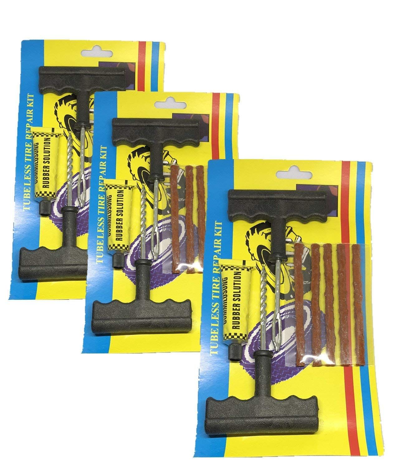 طقم إصلاح ثقب الإطارات للسيارات مع أدوات الإدخال والمطاط