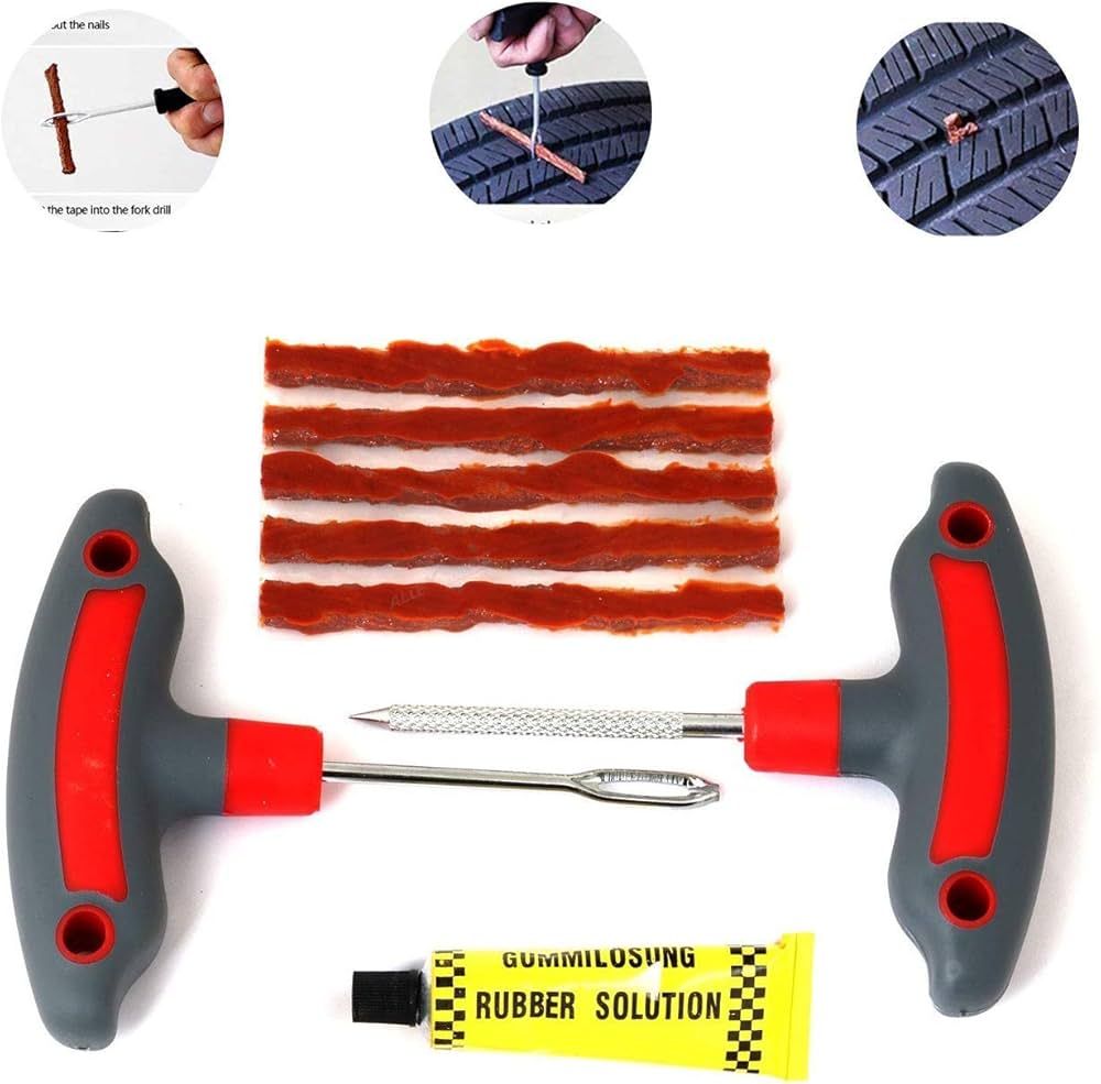 طقم إصلاح ثقب الإطارات للسيارات مع أدوات الإدخال والمطاط