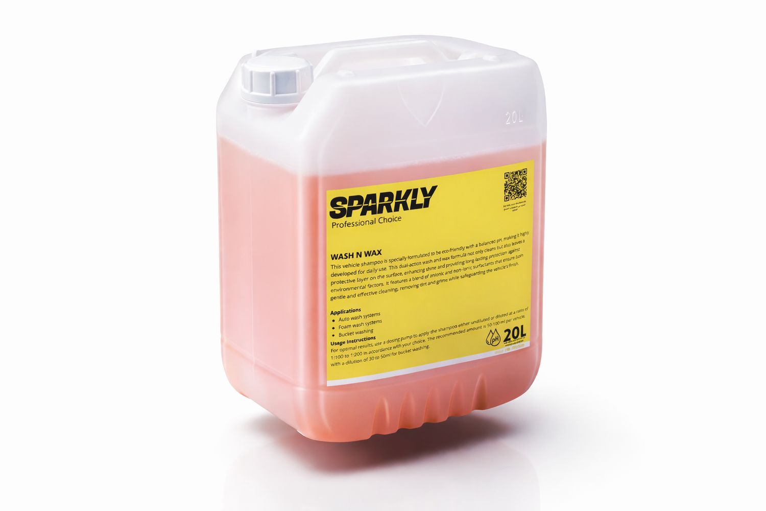 Sparkly Wash N Wax شامبو غسيل السيارات مع واكس – برتقالي – رغوة قوية – 20 لتر Sparkly Wash N Wax شامبو غسيل السيارات مع واكس – برتقالي – رغوة قوية – 20 لتر