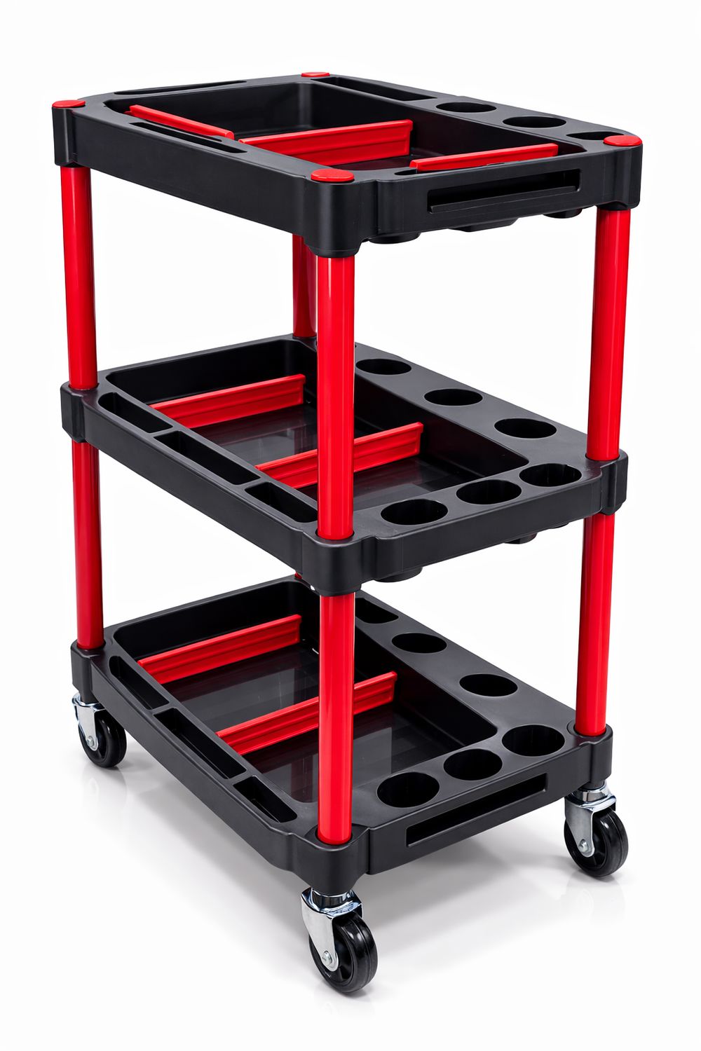 عربة أدوات التلميع المتحركة ثلاثية الرفوف