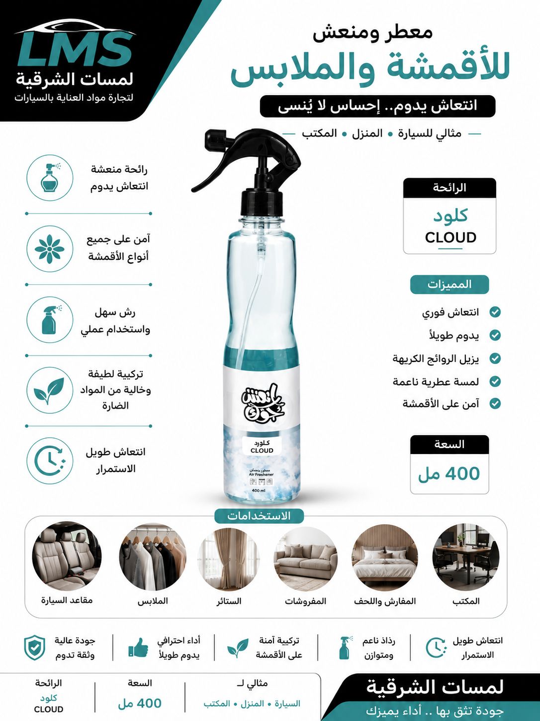 معطر أقمشة ومفروشات انعش جوك – كلاود 400 مل