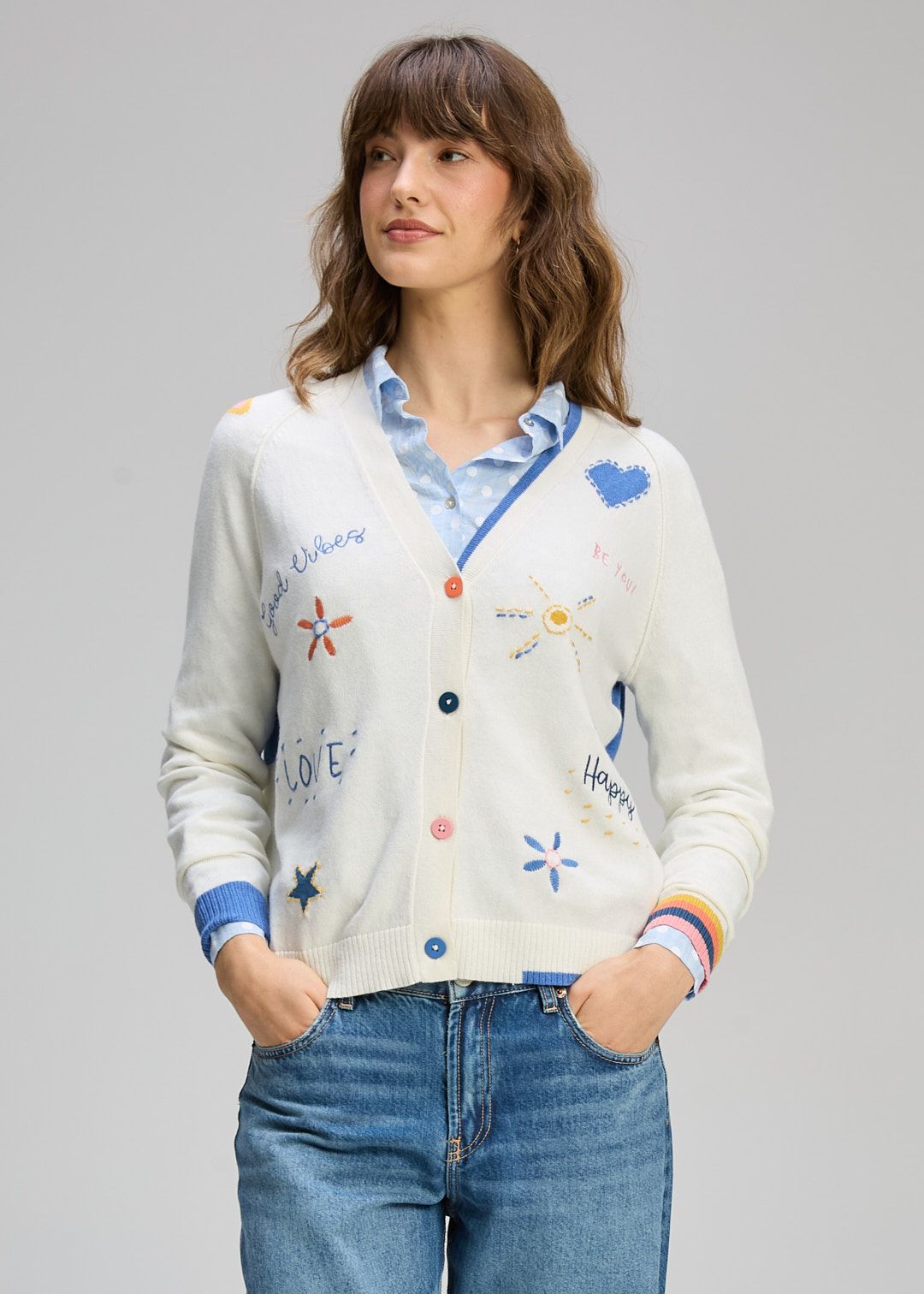 Zaket & Plover Good Energy Cardi Winter White 8130