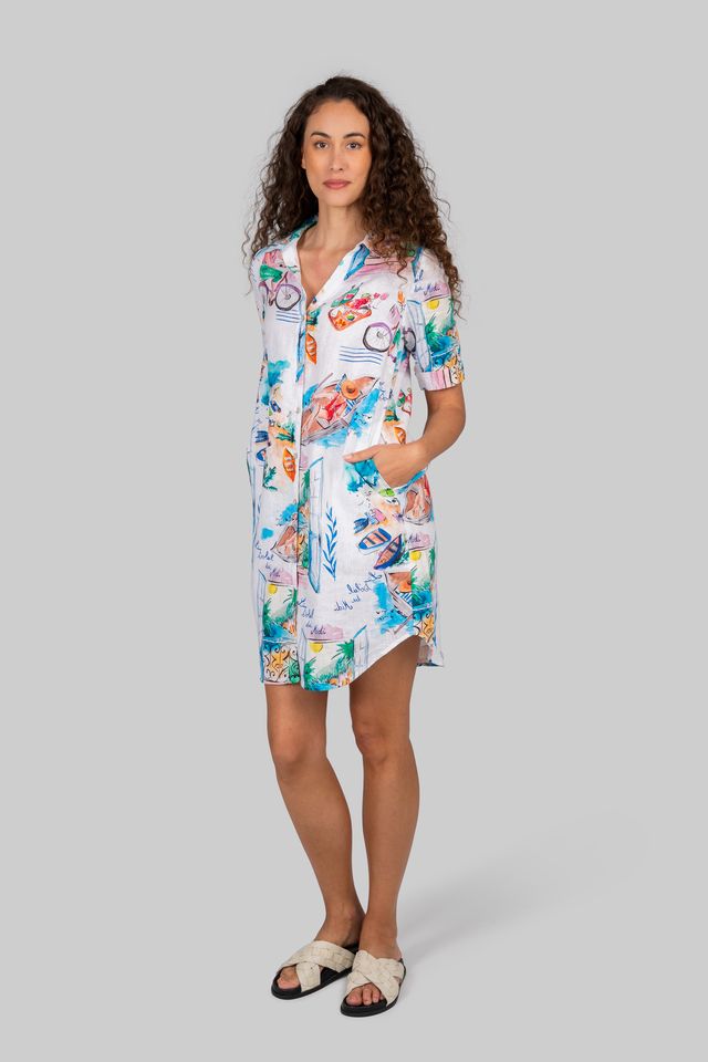 Kaleido 100% linen Shirtmaker Dress