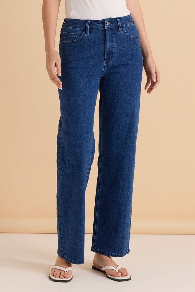 Betty Basics Straight Leg Jean - Dusty Blue