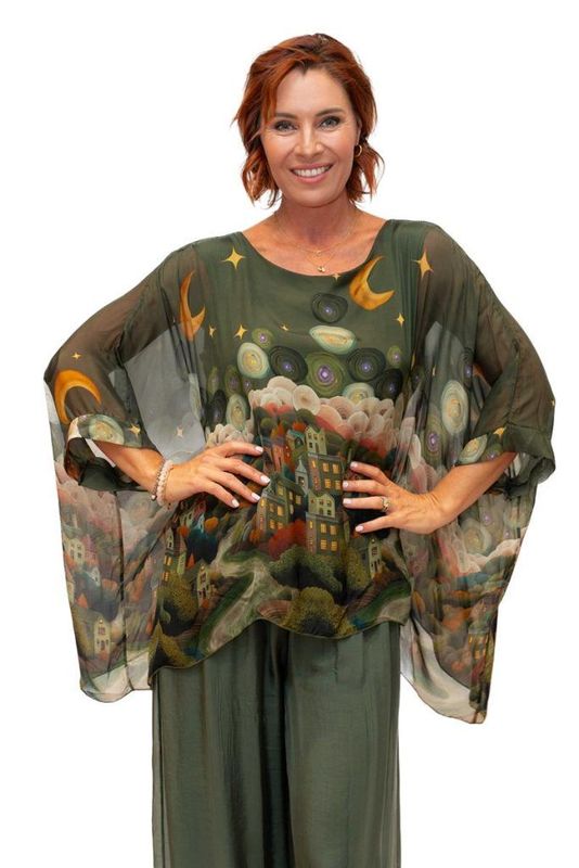 Starry Night Khaki Silk Tunic