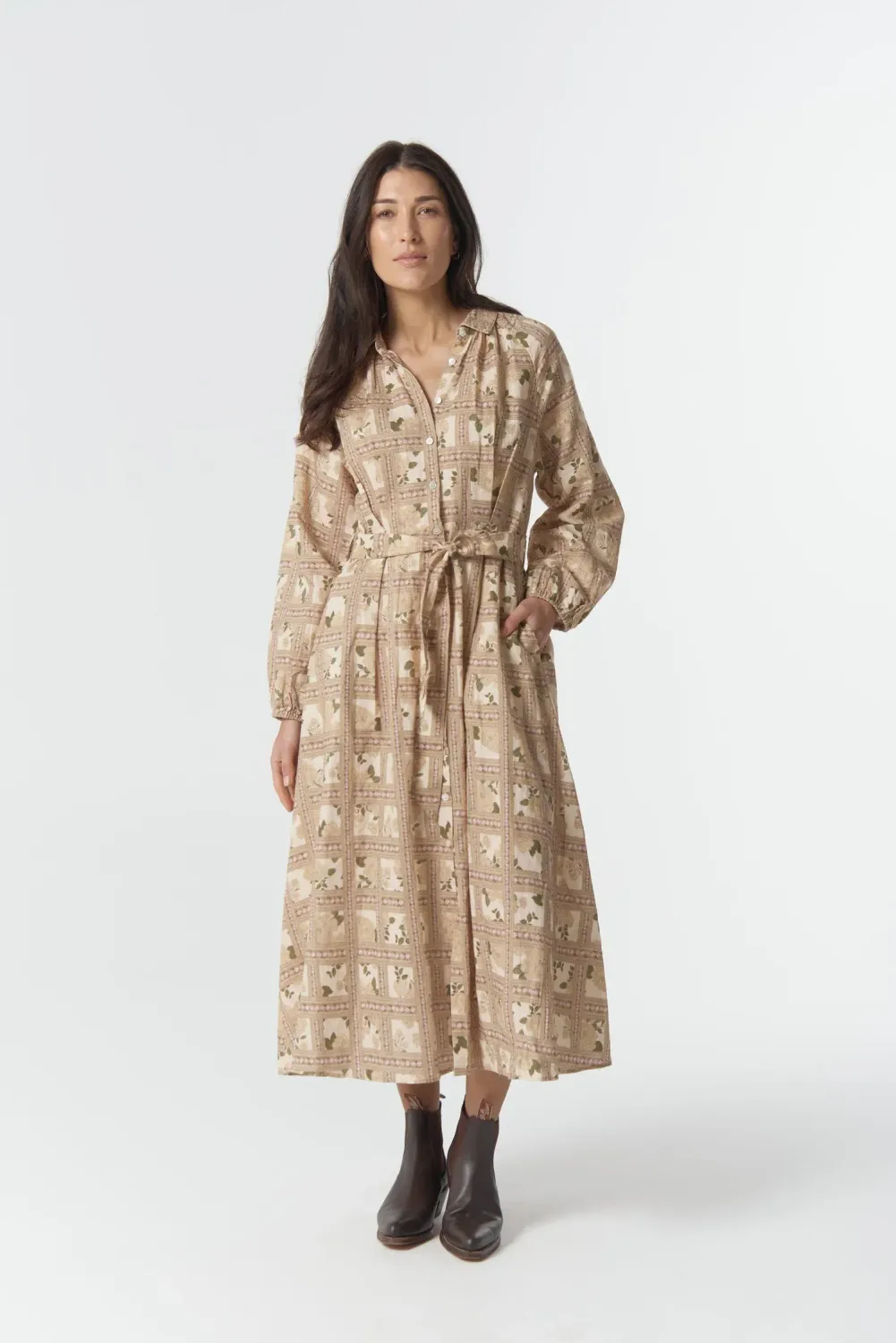 Goondiwindi Cotton Homestead Belted Dress - Texas Print 6305-249