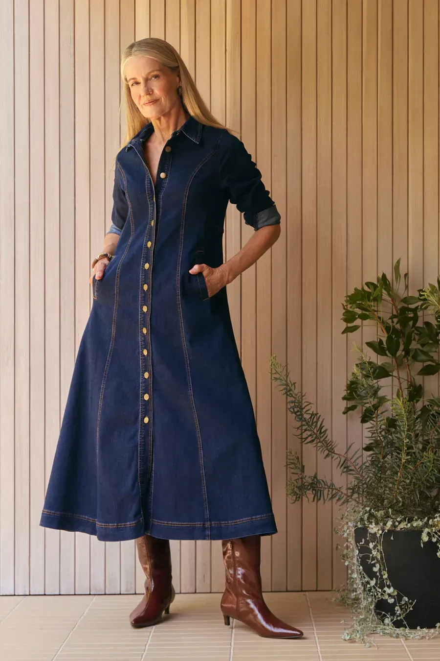 Adrift Collared Denim Dress