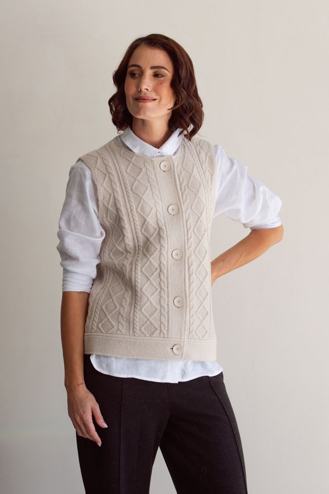 See Saw 100% Boiled Wool Cable knit Vest SS602CR