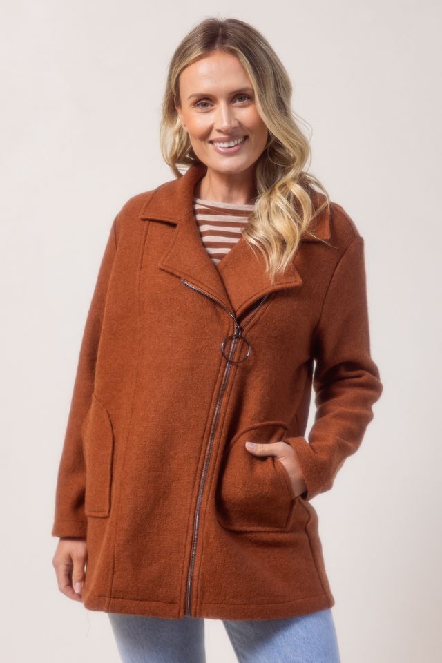 See Saw 100% Boiled Wool Collard Zip front Coat SS620CO