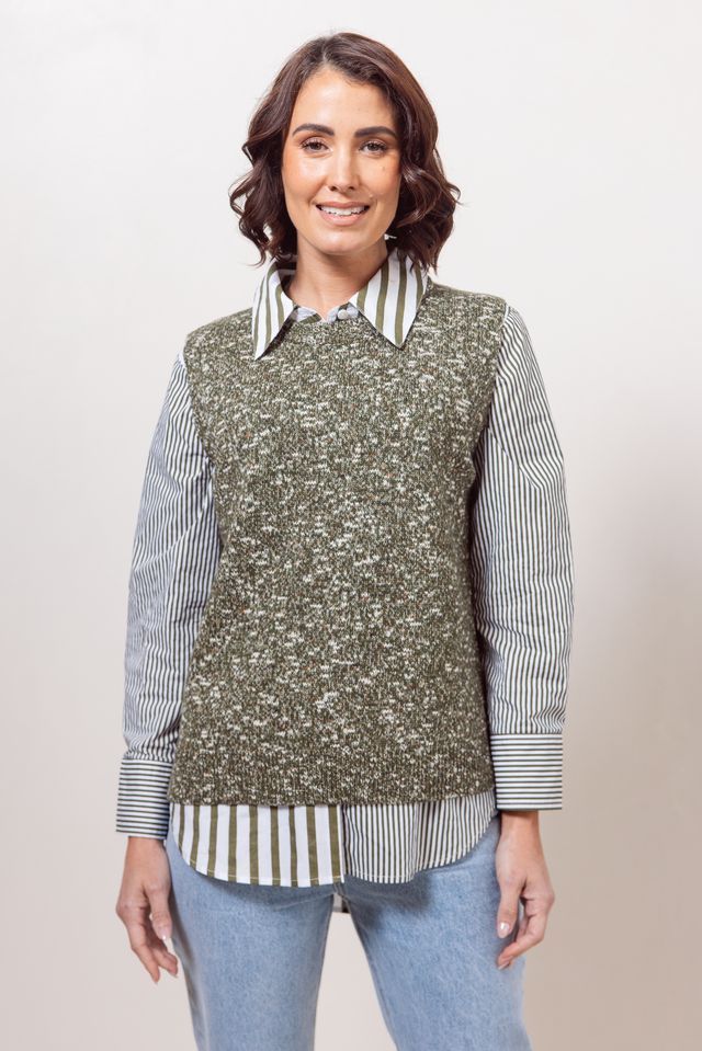 See Saw Button Front Vest Speckle SS731K