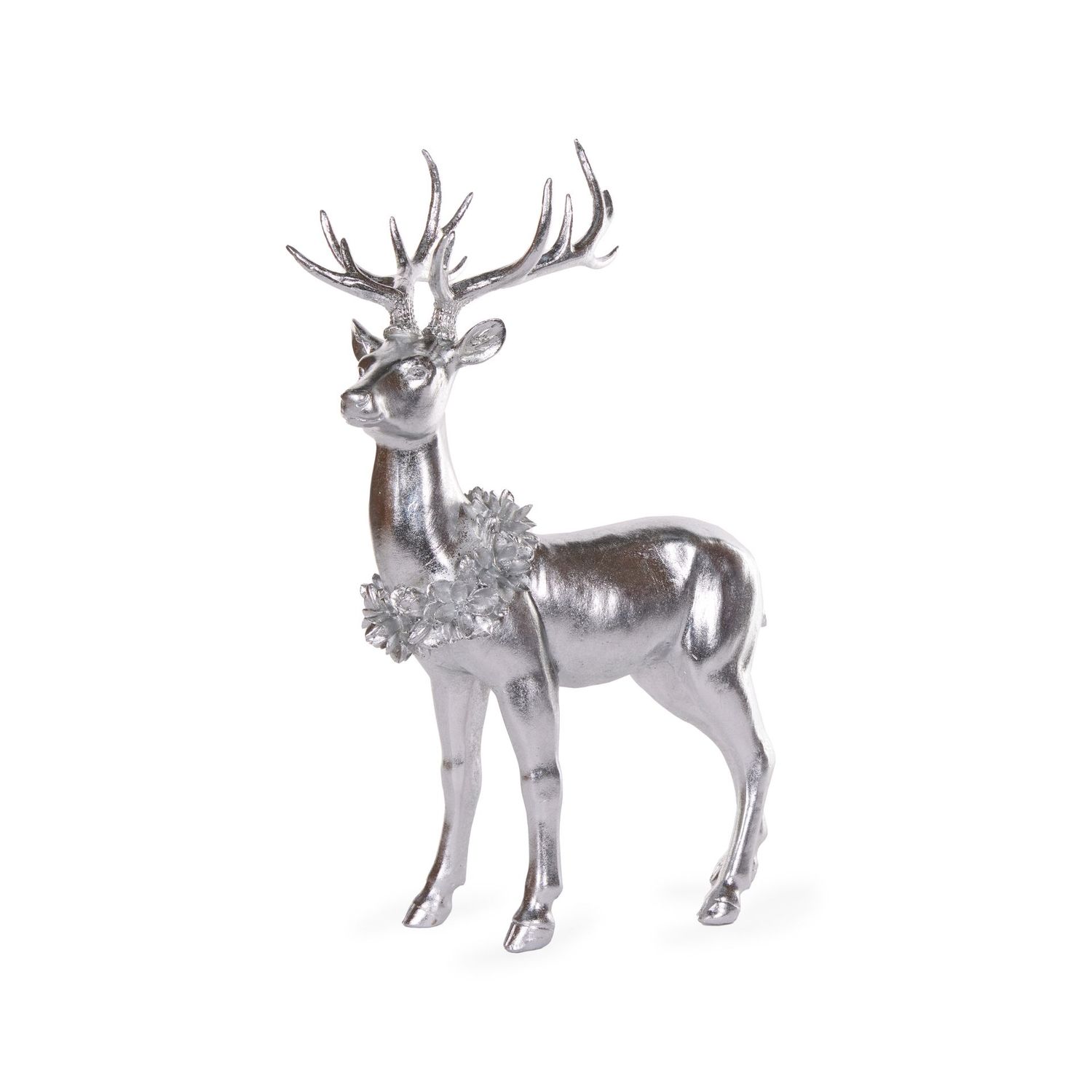 Holly & Ivy Standing Magnolia Deer Silver