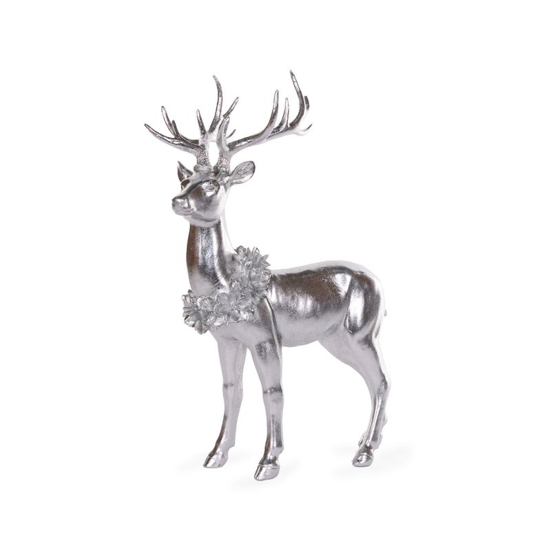 Holly & Ivy Standing Magnolia Deer Silver Holly & Ivy Standing Magnolia Deer Silver