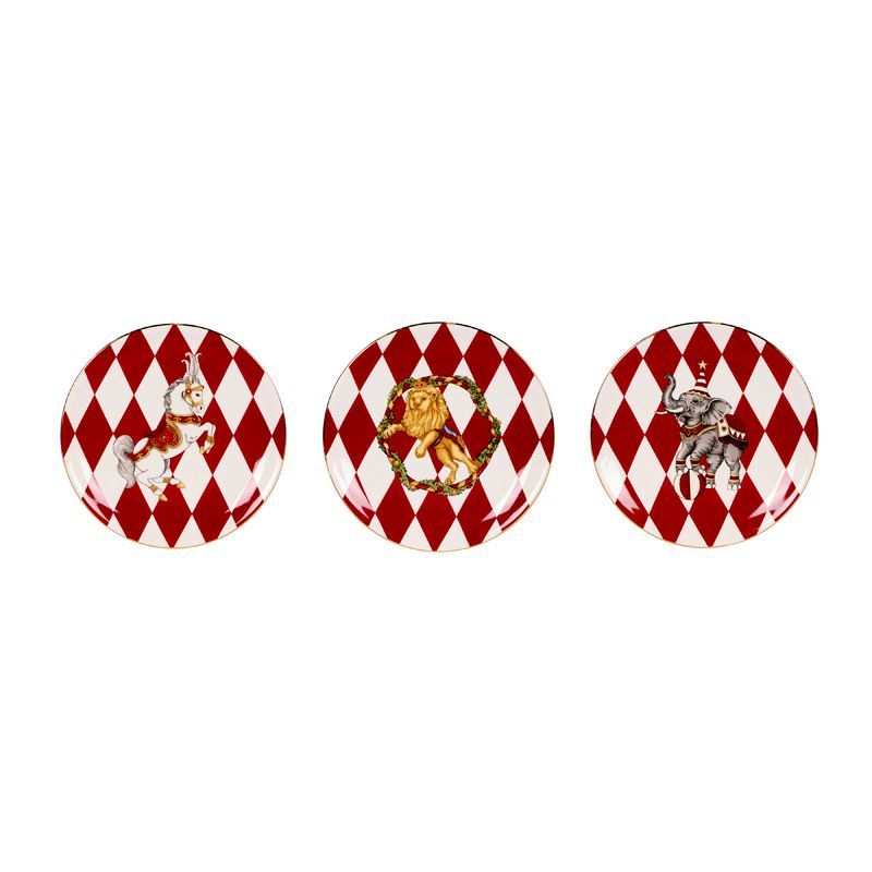 Holly & Ivy 3 ASST CIRCUS PLATES FCA239