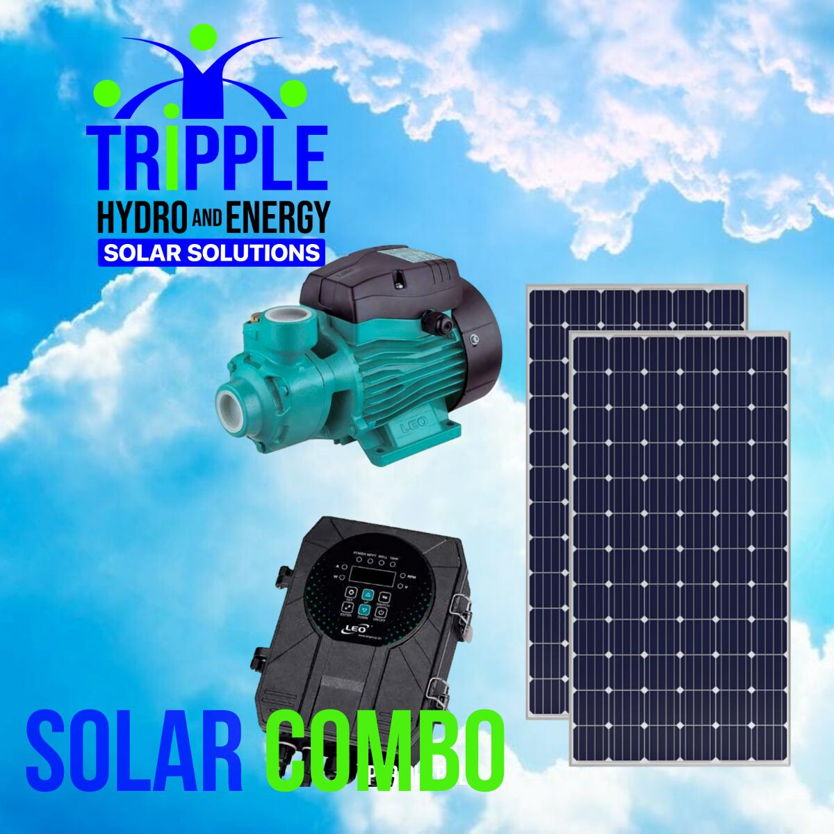 LEO AP3-50 DC Solar Peripheral Pump Combo