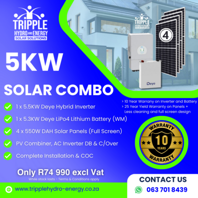 5kW Solar Combo (4 Panel) + 5kWh Battery