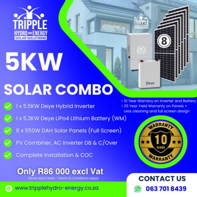 5kW Solar Combo (8 Panel) + 5kWh Battery