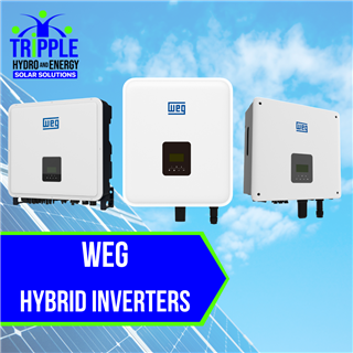 WEG Solar
Sleek and modern WEG Hybrid Inverters, featuring advanced technology for efficient energy management. Its compact design integrates both solar and battery power seamlessly, offering a sustainable and reliable energy solution for homes and businesses.