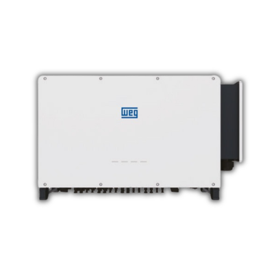 WEG 100kW Grid-Tied 3-Phase Inverter WEG SIW400G, WEG Grid-Tied Inverter.
Front view of a WEG 100kW 3-Phase Grid-Tied Inverter, highlighting its robust design, cooling fans, and digital display for monitoring performance.