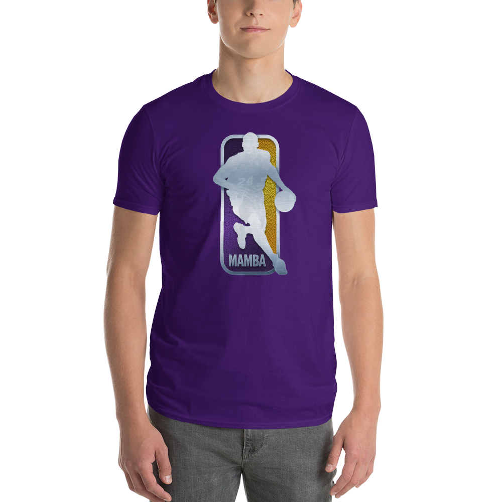 KOBE BRYANT NBA LOGO - MAMBA MENTALITY - BLACK MAMBA Short-Sleeve T-Shirt, Color: Purple, Size: S