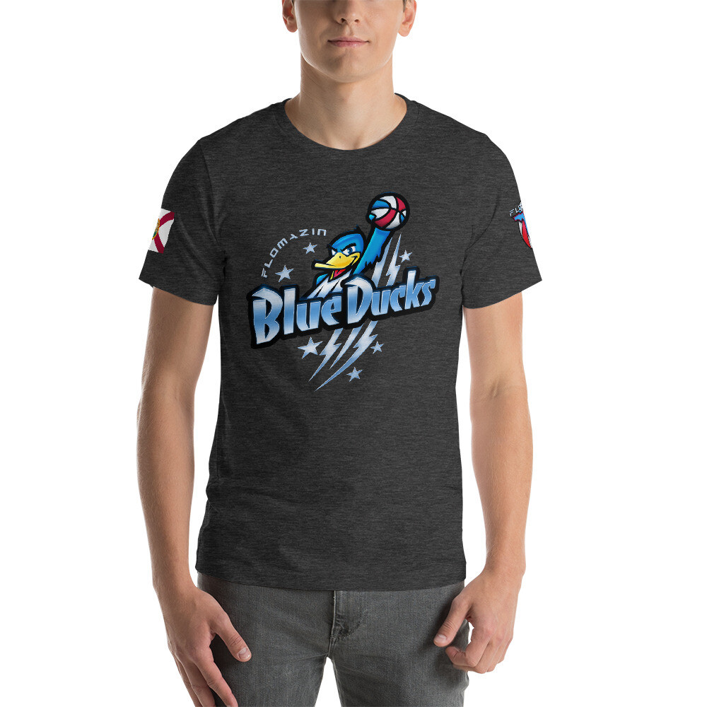 BREVARD BLUE DUCKS - FLOMAZIN Short-Sleeve Unisex T-Shirt, Color: Dark Grey Heather, Size: XS
