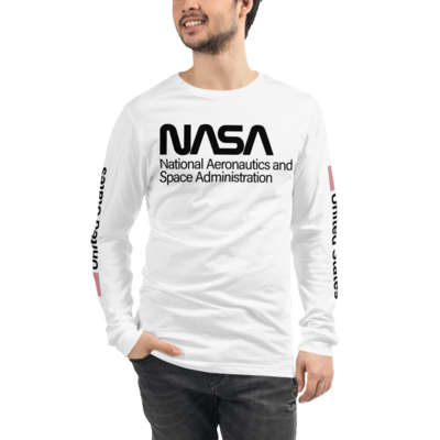 PROJECT POWER NASA UNITED STATES USA FLAG Unisex Long Sleeve White Tee Shirt Worn by Jamie Foxx