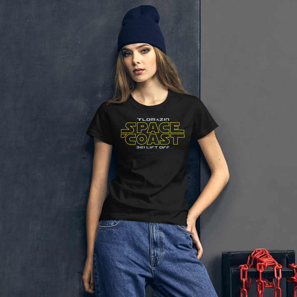 FLOMAZN SPACE COAST WARS Women&#39;s short sleeve t-shirt, Color: Black, Size: S