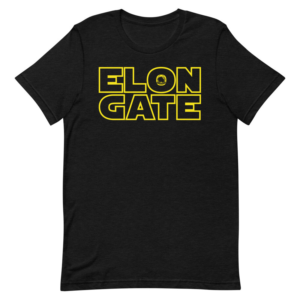 ELON GATE Premium Black Heather Short-Sleeve Unisex Men&#39;s T-Shirt, Size: XS
