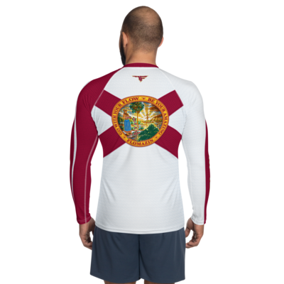 FLOMAZIN FLOSACE 1.0 White Florida Flag Seal Men's/Unisex Long Sleeve Shirt (Quick Dry Fabric or Rash Guard)