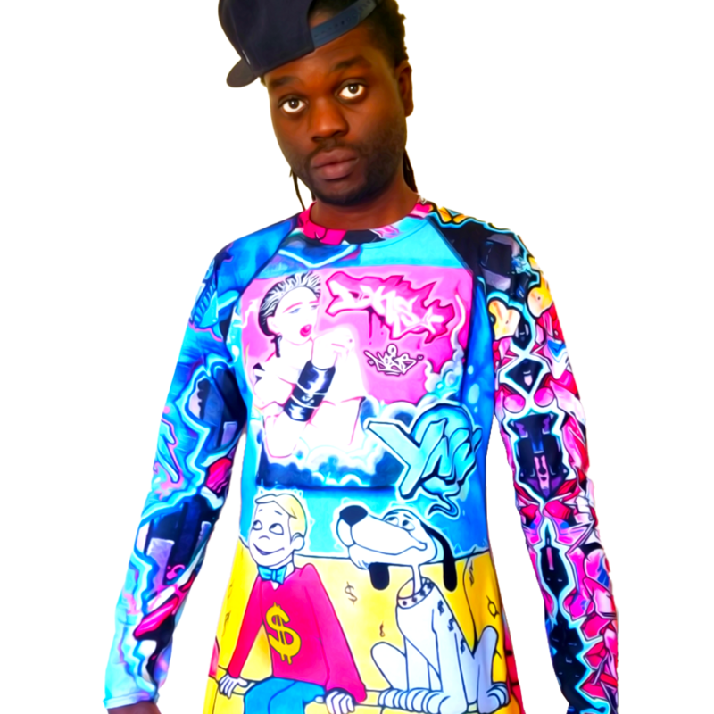 NEGS "Serving'em Up" FLOMAZIN SPECIAL EDITION Men's Long Sleeve Shirt (Quick Dry Fabric or Rash Guard)