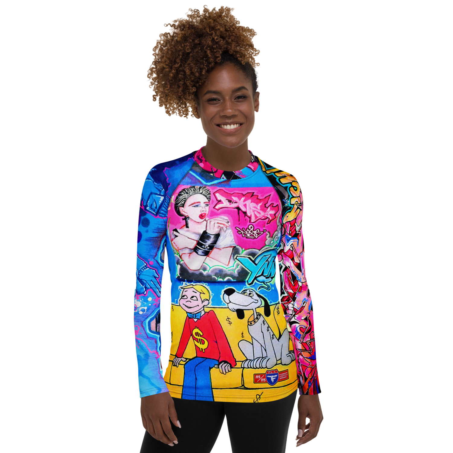 NEGS &quot;Serving&#39;em Up&quot; FLOMAZIN SPECIAL EDITION Women&#39;s Long Sleeve Rash Guard Shirt, Size: XS