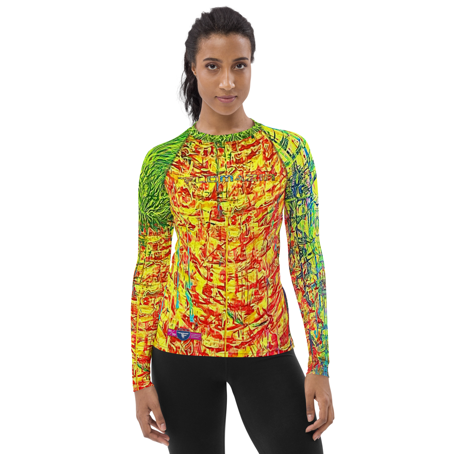 ESCIENCE &quot;The Pineapple&quot; FLOMAZIN SPECIAL EDITION Women&#39;s Long Sleeve Rash Guard Shirt, Size: XS