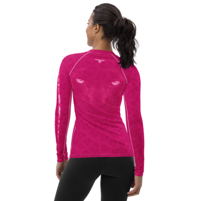 FLOMAZIN PINK CAT 1 - Pink Florida Panther Women's Long Sleeve Shirt (Quick Dry Fabric or Rash Guard)