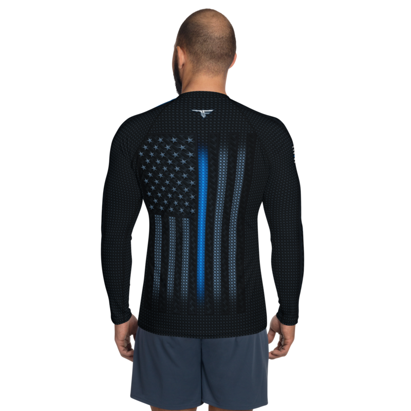 FLOMAZIN THIN BLUE LINE 1.5 Men&#39;s/Unisex Long Sleeve Shirt (Quick Dry Fabric or Rash Guard)