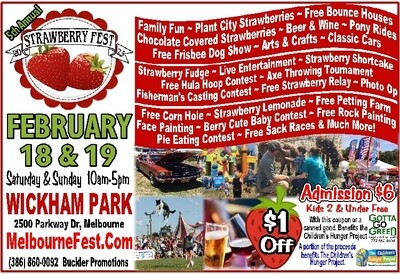 SATURDAY & SUNDAY 2/18-19/23 - Wickham Park Pavilion - Strawberry Festival