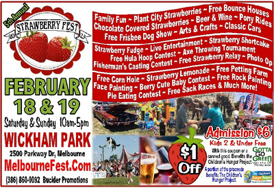 SATURDAY &amp; SUNDAY 2/18-19/23 - Wickham Park Pavilion - Strawberry Festival