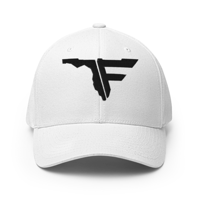 FLOMAZIN Black Logo Flexfit Fitted Structured Twill Cap Hat