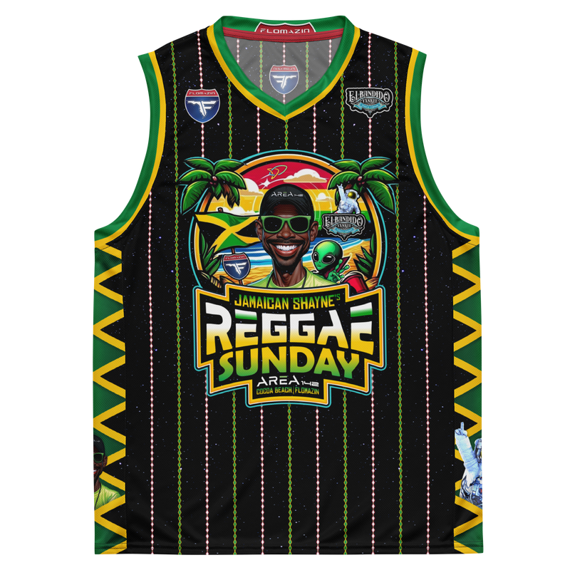 FLOMAZIN AREA 142 JAMAICAN SHAYNE&#39;S REGGAE SUNDAY Basketball Jersey