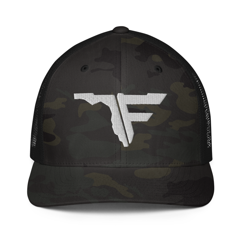 FLOMAZIN WHITE LOGO Closed-Back Trucker Cap