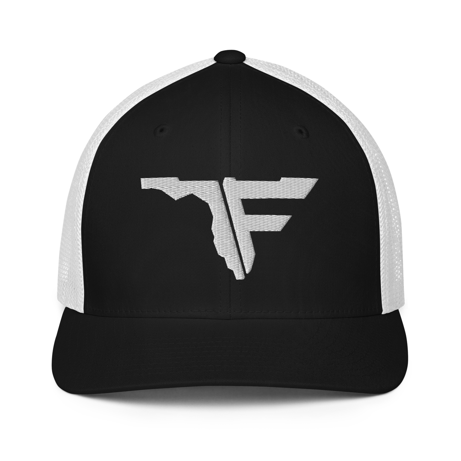 FLOMAZIN WHITE LOGO Closed-Back Trucker Cap