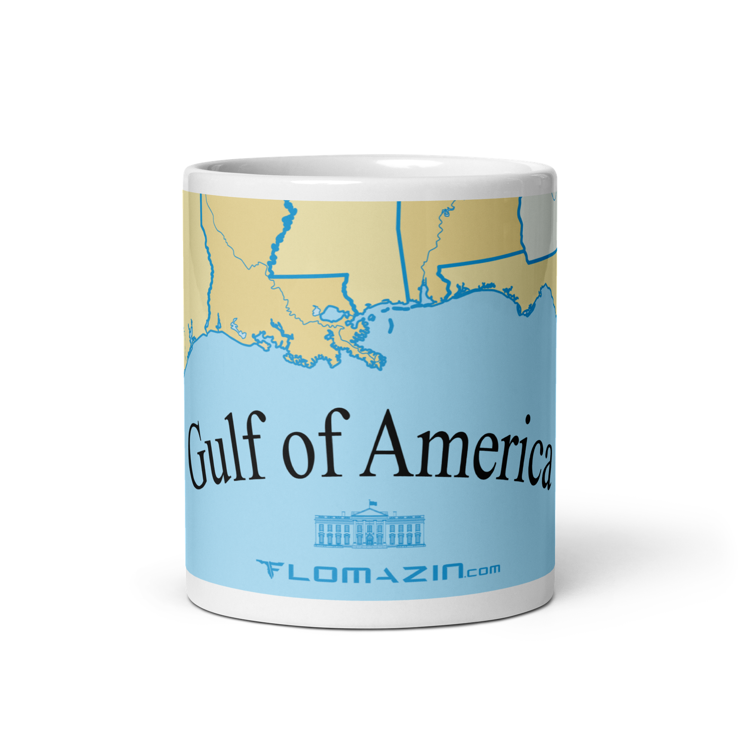 GULF OF AMERICA White glossy mug